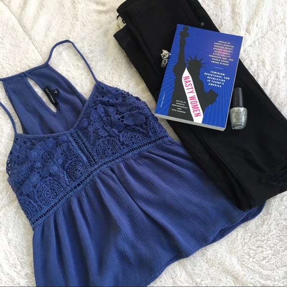 Kendall & Kylie Tops - Kendall&Kylie Blue crochet tank top - WORN ONCE